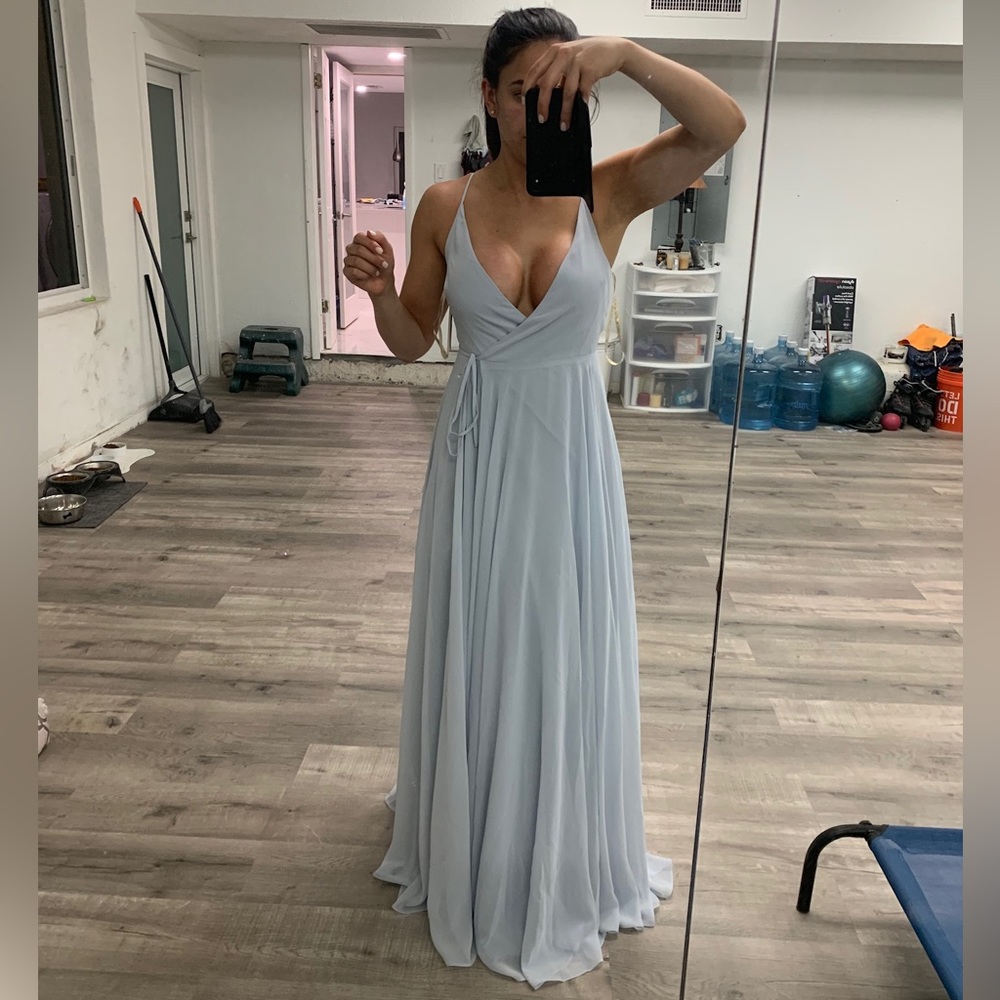 Jenny Yoo James Sleeveless Wrap Chiffon Evening dress